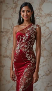 one shoulder short dress easy embroidery designs68
