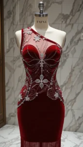 one shoulder short dress easy embroidery designs7