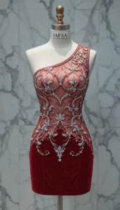 one shoulder short dress easy embroidery designs8