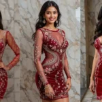 red mini shorts red embroidery design ai image