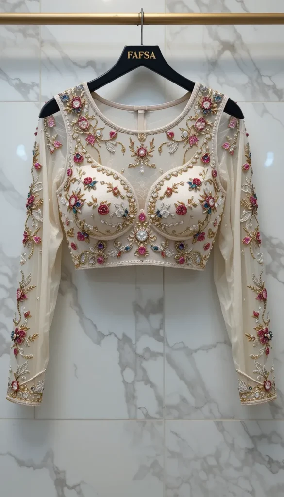 Top 30+ Wedding Aari Work Blouse Hand Designs for Brides – Traditional & Trendy Embroidery Ideas 2 Wedding Aari Work Blouse Hand Designs 33