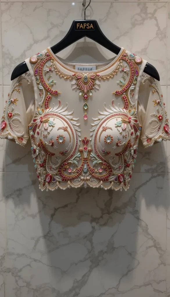 Top 30+ Wedding Aari Work Blouse Hand Designs for Brides – Traditional & Trendy Embroidery Ideas 4 Wedding Aari Work Blouse Hand Designs 35