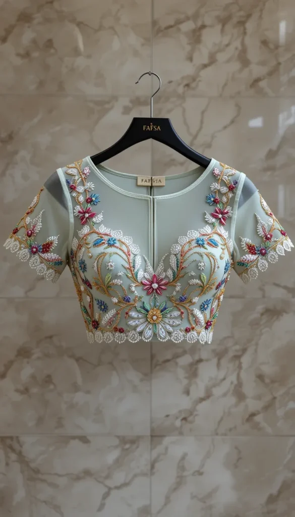 Wedding Aari Work Blouse Hand Designs 9