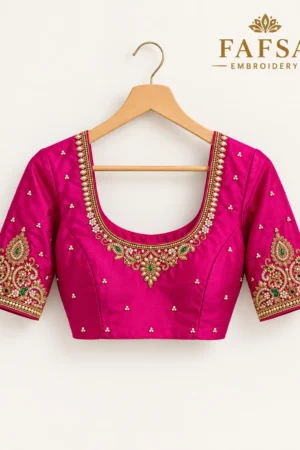 Aari work blouse piece-hand work